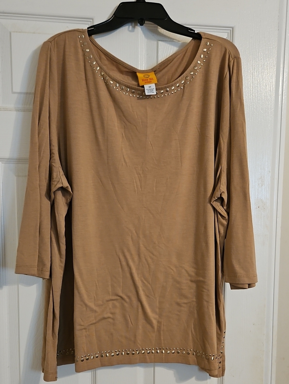 Studded Tunic Top in Camel Tan